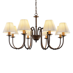 美式客厅吊灯创意简约大气铁艺别墅卧室餐厅布艺复古怀旧欧式灯具