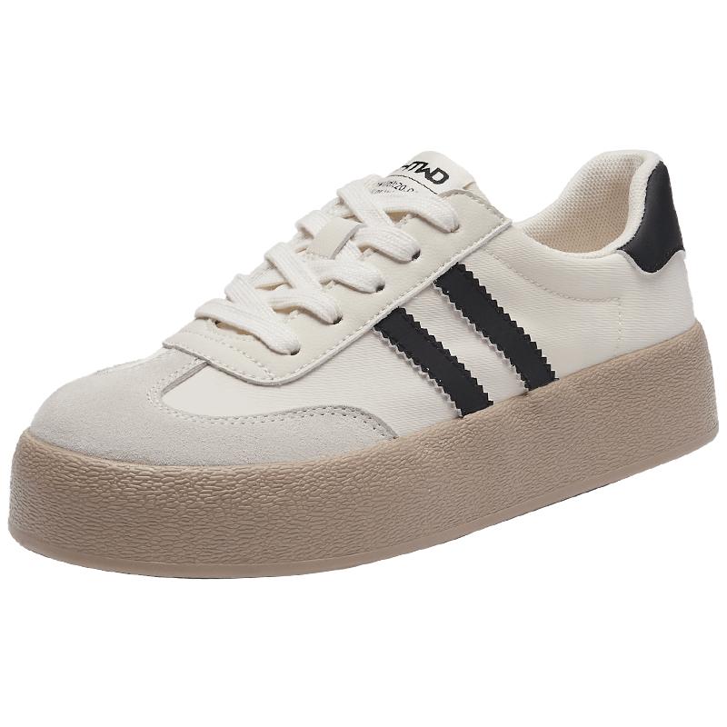 热风德训鞋女2025年冬季新款厚底小白鞋增高板鞋百搭运动休闲女鞋