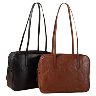 Caifrog 单肩半圆托特包masoni原厂马鞍皮单肩包里外全皮包女包