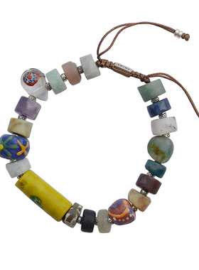 Akoso琉璃与天然石925银不规则手链lotus mann沙滩度假