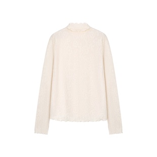 XWI欣未轻国风提花肌理感纯色T恤女2026春季半高领打底衫显瘦上衣