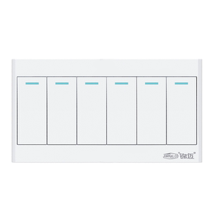 锦迈明装六位开关面板雅白6联明装开关 F5系列明线盒六开单控开关