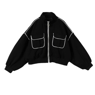 女童短款外套2026秋冬季新款中大童洋气潮酷炸街冬装黑色夹棉上衣