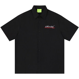 From Mars Contrast letters short-sleeved shirt embroidery