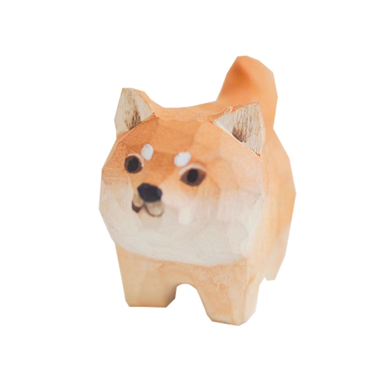 mini木雕小猫小柴犬手工小礼物