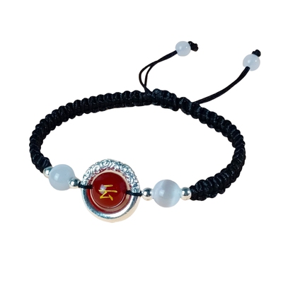 红玛瑙平安扣相思豆祥云手链