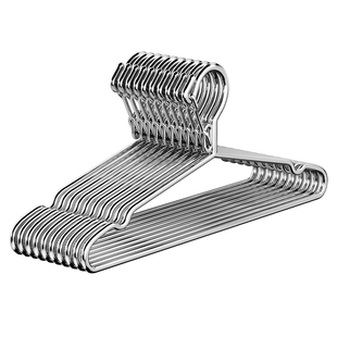 不锈钢防风衣架家用加粗挂衣晾衣服撑子高楼自动卡扣防吹走衣架子