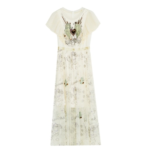 谜底仙女裙2022夏季飞飞袖质感收腰显瘦蕾丝连衣裙礼服222GL0504