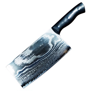 鉴心作夹s90v粉末钢大马士革厨师专用家用锋利持久切片切菜切肉刀