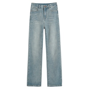 加绒牛仔裤女2026新款冬季加厚小个子女士阔腿巨好看窄版直筒裤子