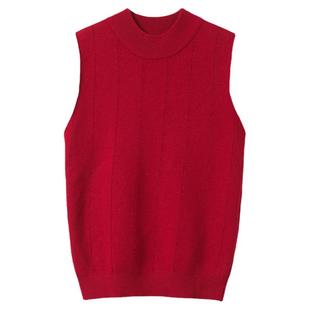 加绒背心女冬季保暖加厚无袖半高领短款毛衣修身针织衫内搭打底衫