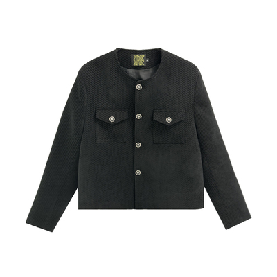 圆领秋季短款肌理面料夹克外套