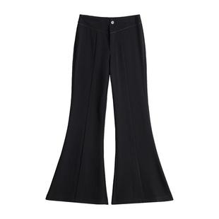 高级感南韩丝垂顺不打皱微喇叭裤高腰喇叭裤黑色西装裤鱼尾裤