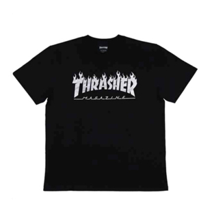 现货 日版火焰短袖Thrasher Hometown烫金烫银闪粉情侣T恤 男