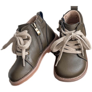 慕葵家韩版儿童马丁靴秋冬新款女童靴子加绒男童短靴复古宝宝单靴