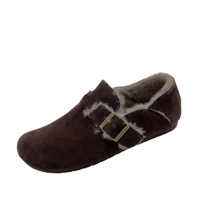 加绒勃肯棉鞋女一脚蹬软底防滑厚底复古懒人包头毛毛鞋牛筋底显瘦