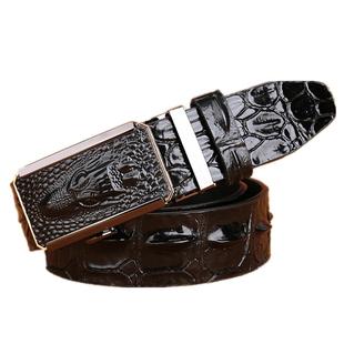 牛震天鳄鱼纹真皮男皮带男士自动扣裤带潮年轻人高档纯牛皮腰带