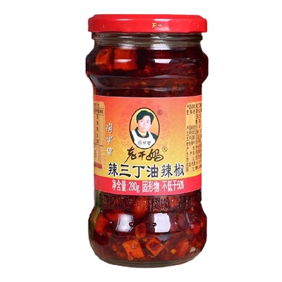 老干妈辣三丁280g家用花生大头菜下饭拌面炒菜凉拌烧烤正宗辣椒酱