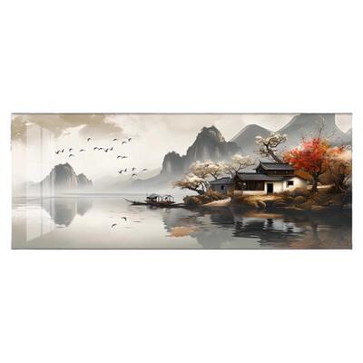 一帆风顺山水画办公室挂画新中式客厅装饰画茶室沙发背景墙水墨画