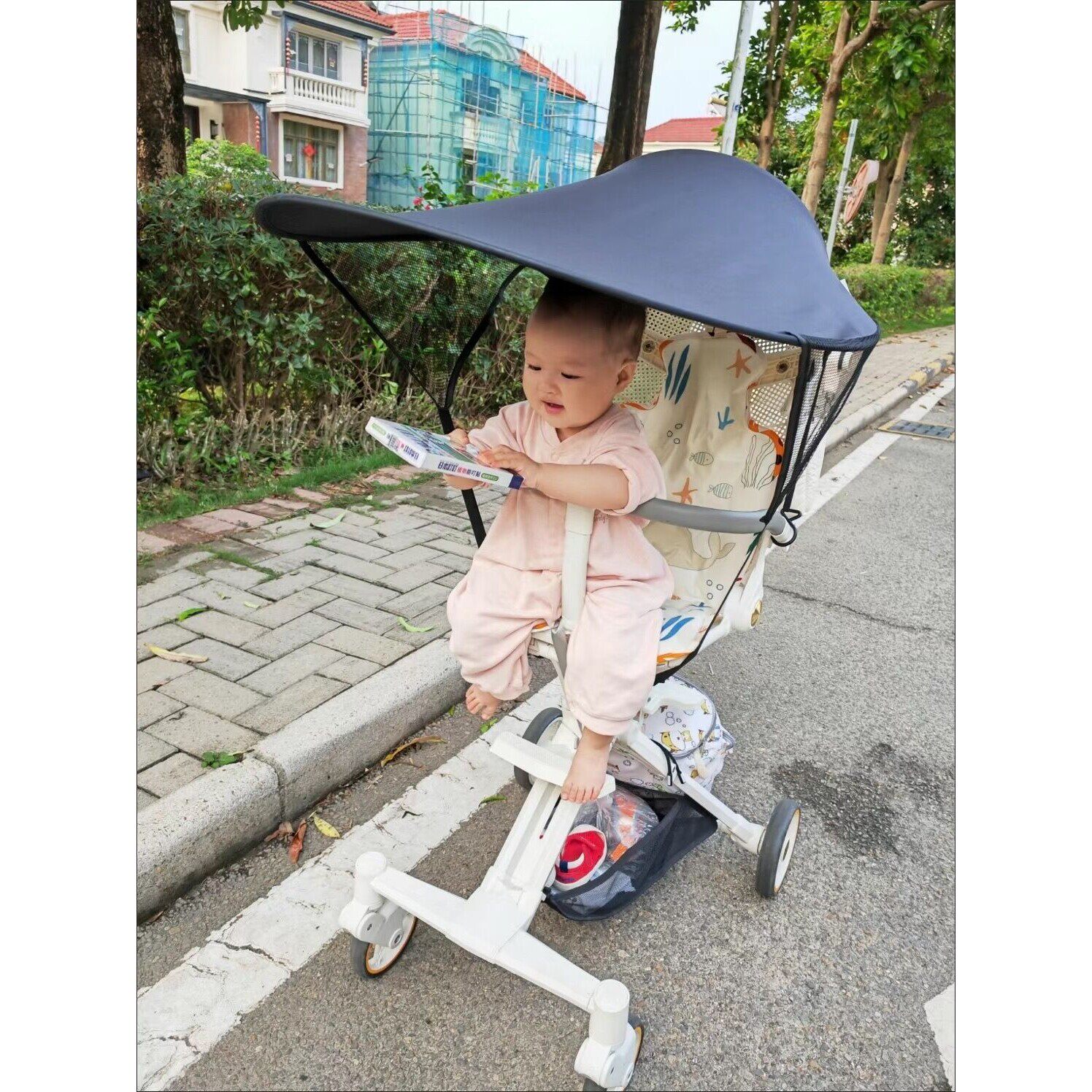 婴儿车遮阳蓬推车遮阳蓬防晒蓬宝宝遛娃车防晒遮阳伞加大防紫外蓬