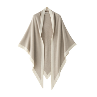 TEASEL「暖意升格」 精纺美丽诺羊毛撞色针织优雅保暖三角披肩