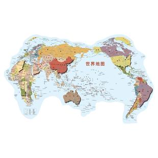 世界地图发光拼接墙客厅装饰画立体感LED带灯办公室中国地图挂画