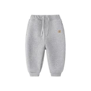 babylove宝宝加绒长裤冬加厚保暖束脚休闲裤儿童外出纯色百搭裤子