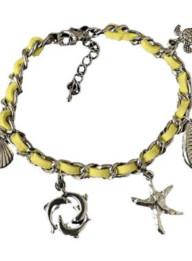 海星贝壳人造皮革编织手链