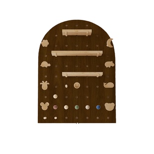 洞洞板配件定制中古风入户玄关墙上置物架挂板隔板墙面黑胡桃木色