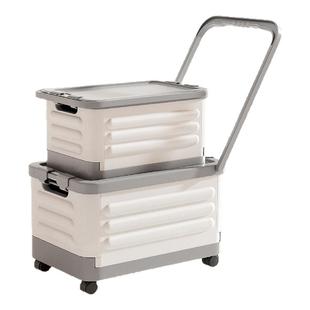 收纳箱书箱学生用教室装书本整理收纳盒带轮子拉杆可折叠储物箱子