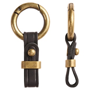 汽车真皮钥匙扣适用奔驰宝马奥迪路虎复古牛皮钥匙防丢挂裤挂绳手