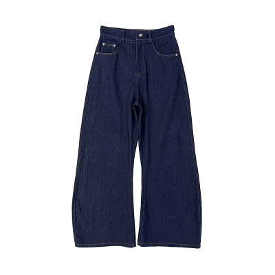 深蓝原色牛仔裤cleanfit微喇长裤