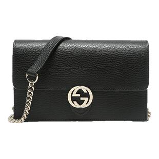 GUCCI古驰双G标志Logo荔枝纹邮差包斜挎链条女包