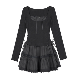 SagiDolls少女斗志 #午夜华尔兹#黑色收腰连衣裙修身纯欲年会战裙