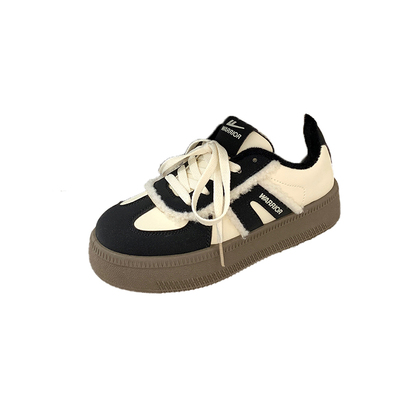 冬季二棉鞋百搭德训鞋加绒女鞋