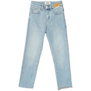 面膜裤~冬季加绒高腰小个子浅蓝色烟管牛仔裤女七分八分小直筒裤