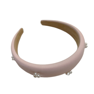 清新斜纹面料粉色钉珍珠发箍简约纯色黑色白色小香风海绵头箍发卡