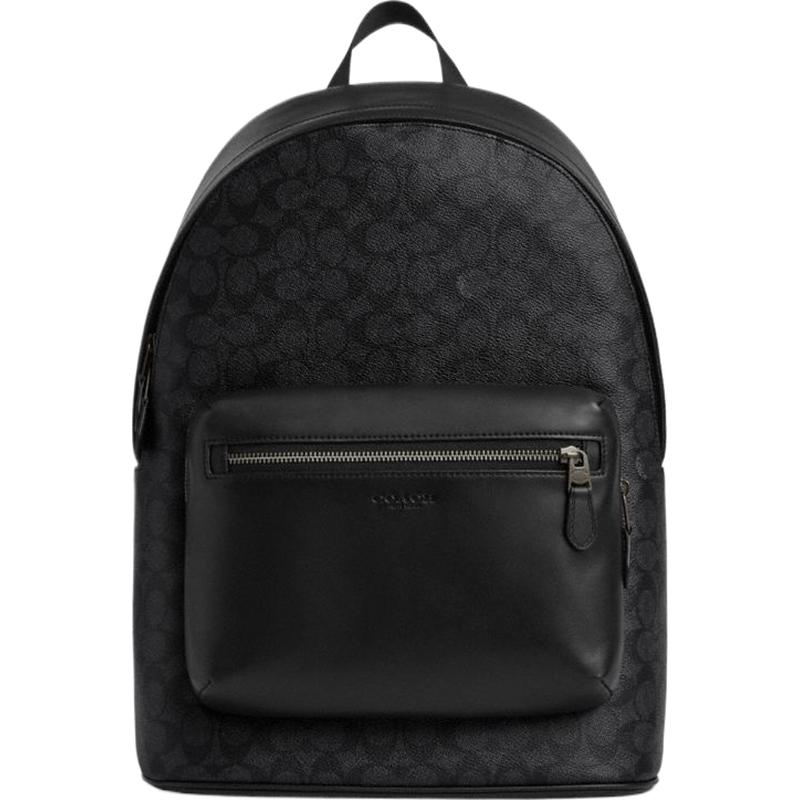 COACH/蔻驰奥莱男士经典标志WEST双肩包老花商务真皮大容量背包