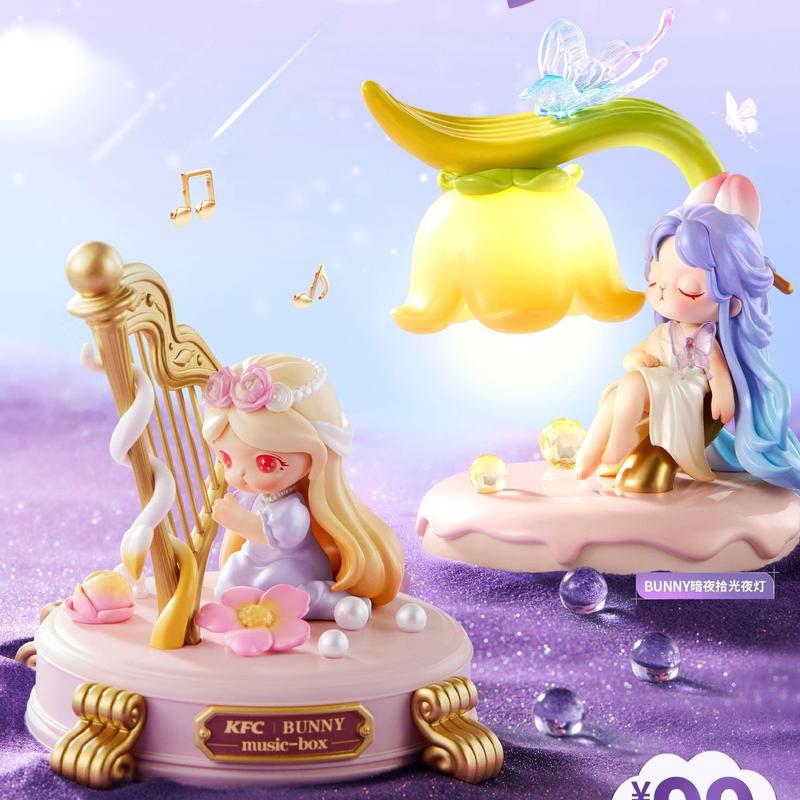 肯德基bunny泡泡玛特KFC联名香薰香氛蜡烛咖啡调竖琴八音盒夜灯
