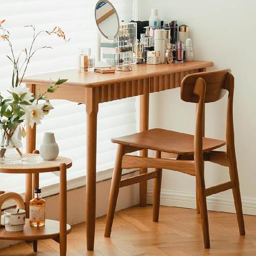 集美小书桌椅组合北欧家具现代写字台带电脑桌实木长条樱桃木抽屉