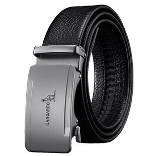 袋鼠男士皮带真皮2026新款自动扣纯牛皮腰带商务男款裤带官方正品