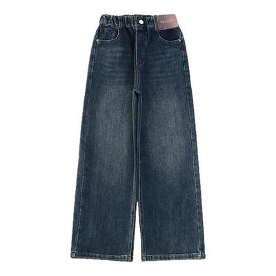 女童加绒裤子秋冬中大童牛仔裤