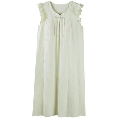 睡裙女夏季纯棉无袖带胸垫连衣裙