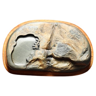 大国工匠老坑安徽歙砚书法专用手工雕刻天然原石歙县可磨墨石砚台眉纹金皮金晕芙蓉文房四宝收藏送礼名师端砚