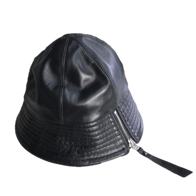 头层绵羊皮出口可折叠开拉链盆帽