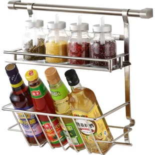 汉高厨房挂件壁挂置物架304不锈钢调味料收纳架免打孔自由组合