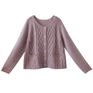 【粟米金风】文艺多色针织开衫女2025秋季短款仿兔毛宽松外搭外套