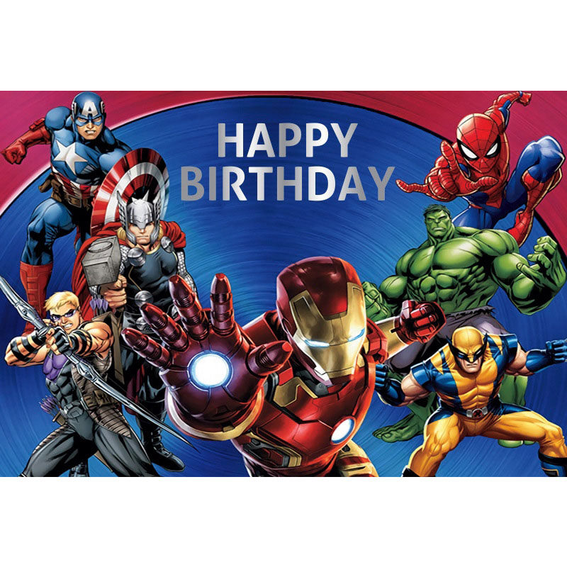 Avenger复仇者钢铁侠主题生日装饰背景桌布气球拉旗纸盘杯帽插排