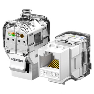 绿联网络模块六类超五类免打非屏蔽cat6信息墙壁面板插座口家庭综合布线工具施工程对接rj45千兆网线连接器