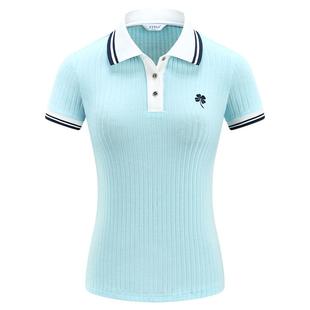 高尔夫球女士短袖T恤POLO衫修身白蓝桔色短裤裙子运动球衣服套装